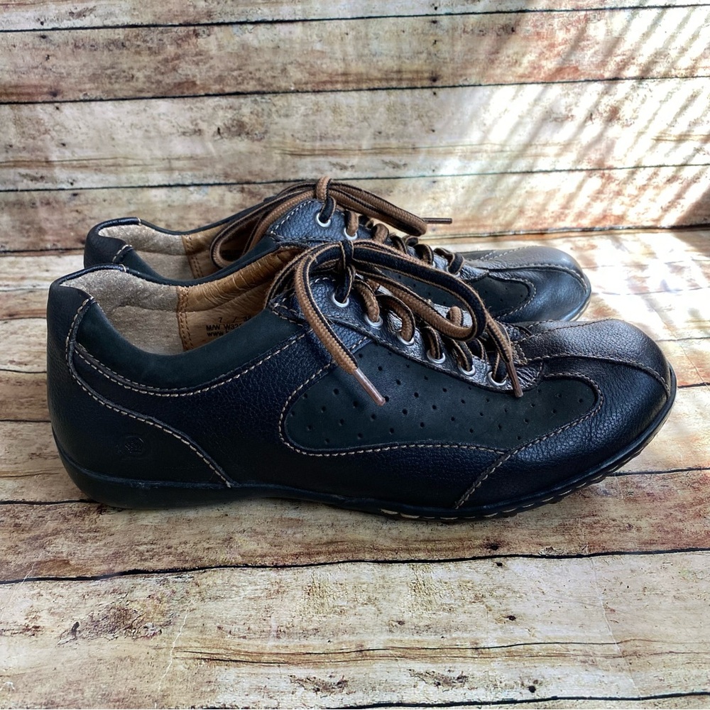 Born Hawkeye Black Two Tone Lace Up Leather Oxford Sneakers Size 7